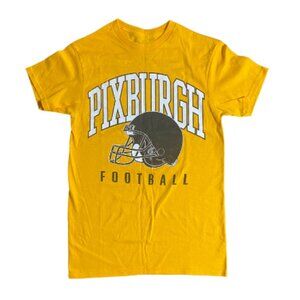 Samegang Men's Pixburgh Football T-Shirt Short Sleeves Crew Neck Gold Small NEW
